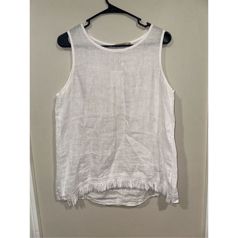 Valentina Naldi Made In Italy White Sleeveless Blouse Linen M